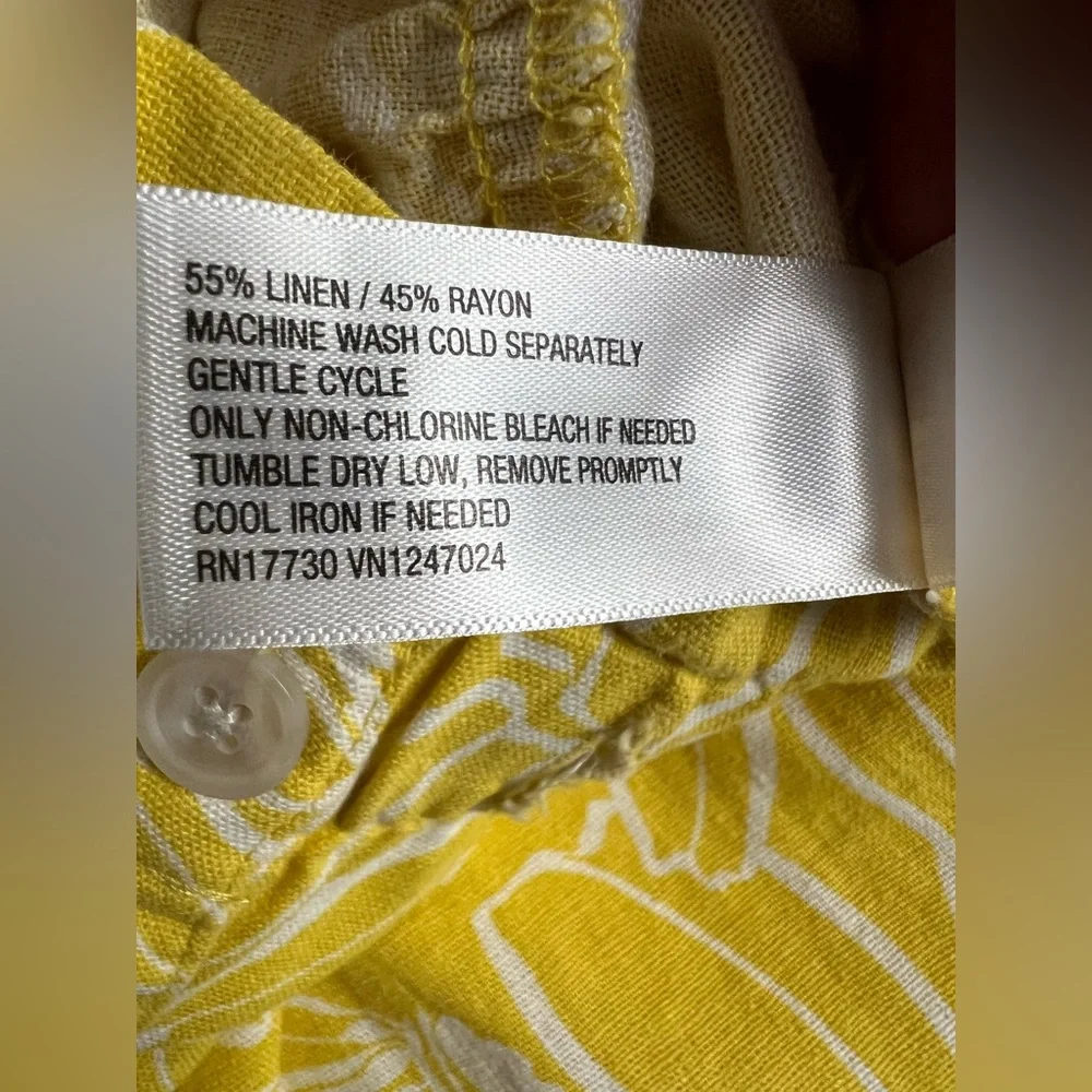 Universal Thread Floral Yellow & White Linen Rayon Blend Button Skirt. - Picture 6 of 12